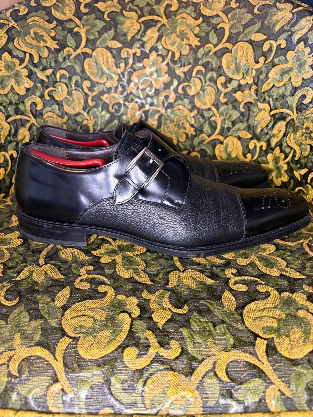 Men's Mezlan Black Leather Monk Strap Dress Shoes